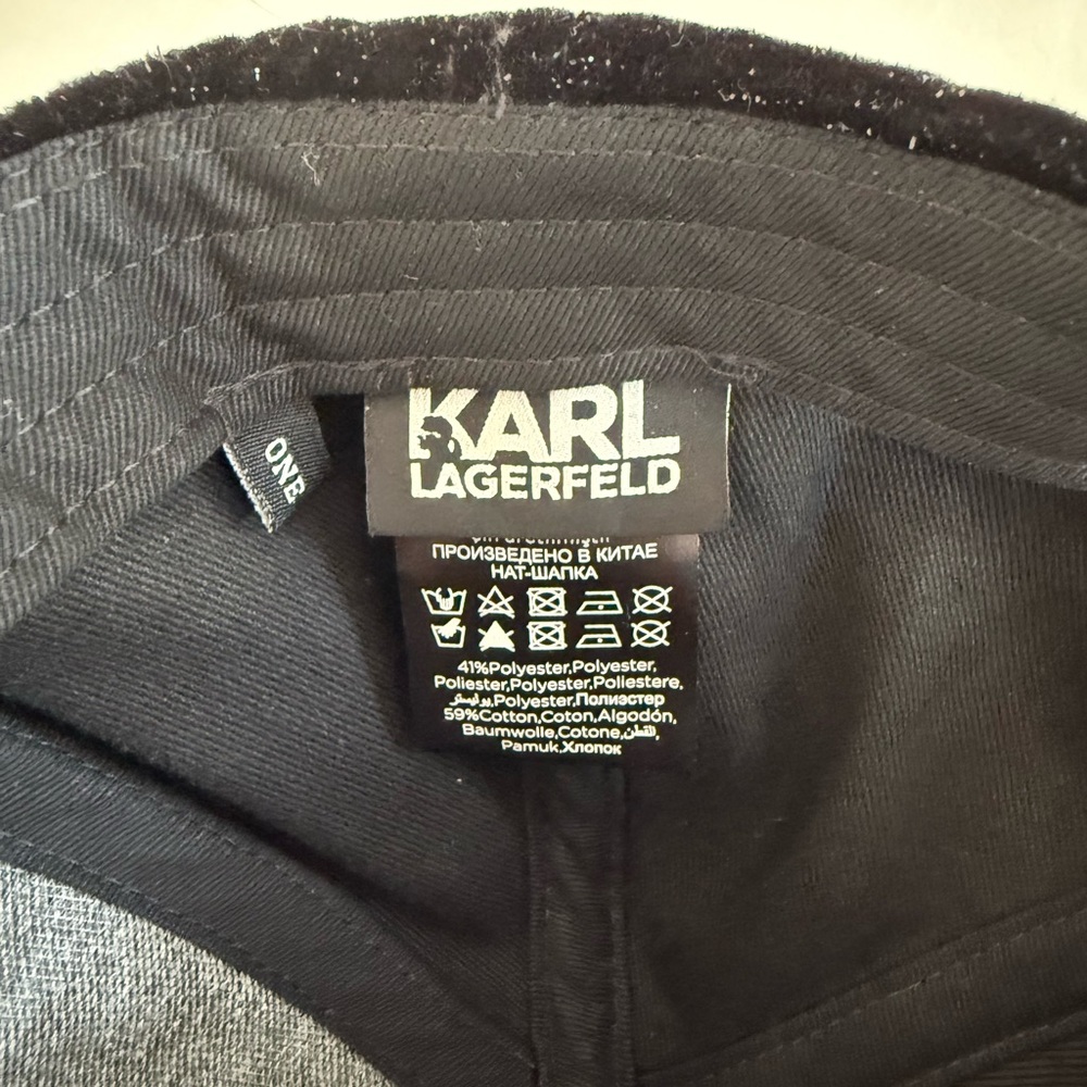 Karl Lagerfeld K/Ikonik Black Velvet Baseball Cap NWOT - Picture 5 of 5